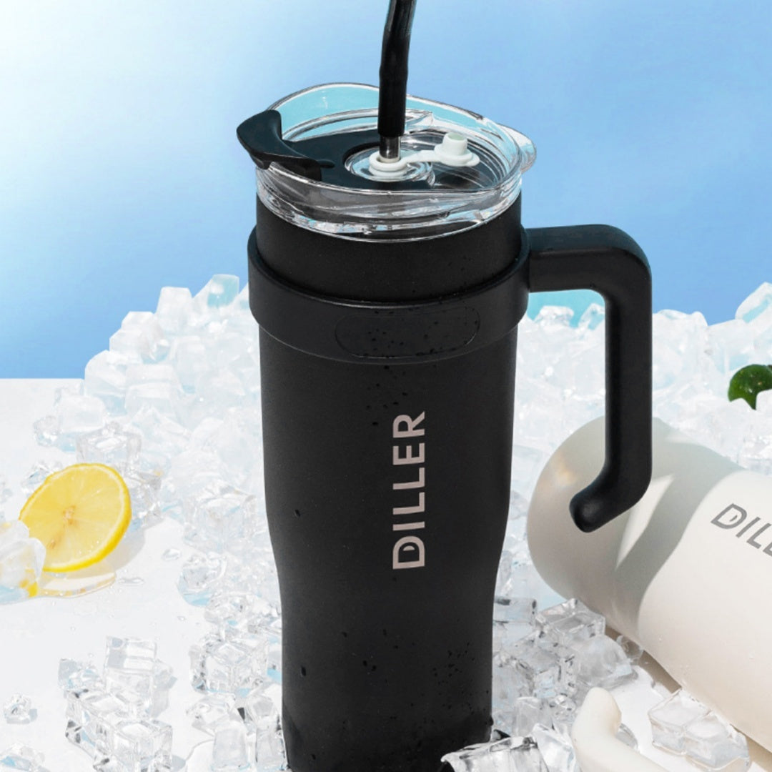 Stainless Steel Handle Car Water Straw Thermal Cup