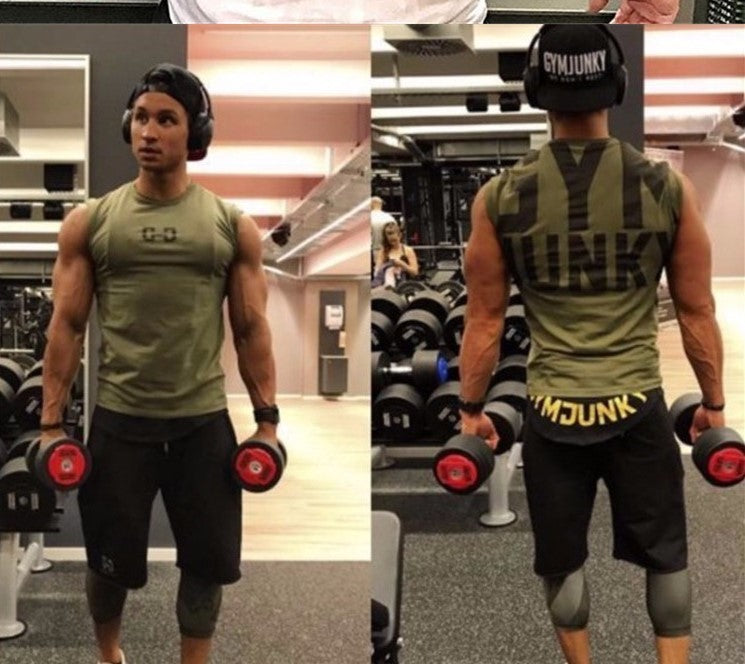 Wheat XLR muscle fitness brothers sports leisure men's T-shirt printed cotton short sleeved slim quick dry shirt