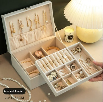 Multi-Layer Lockable Jewelry Organizer High-grade Exquisite Necklace Earrings Gold Jewelry Box