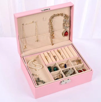 Multi-Layer Lockable Jewelry Organizer High-grade Exquisite Necklace Earrings Gold Jewelry Box