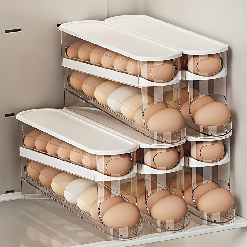 Rolling Clear Plastic Egg Organizer Household Egg Storage Box