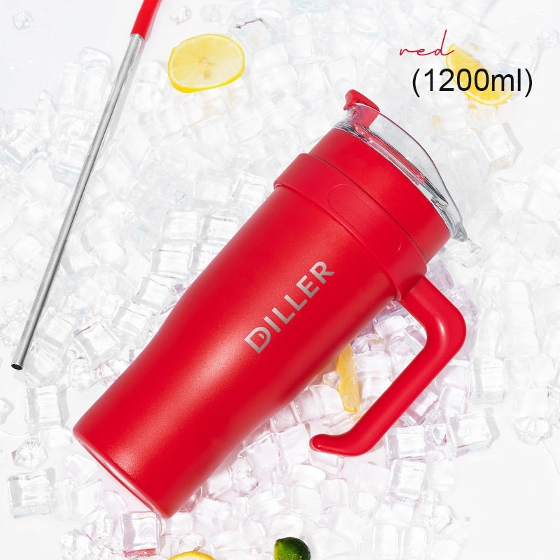 Stainless Steel Handle Car Water Straw Thermal Cup