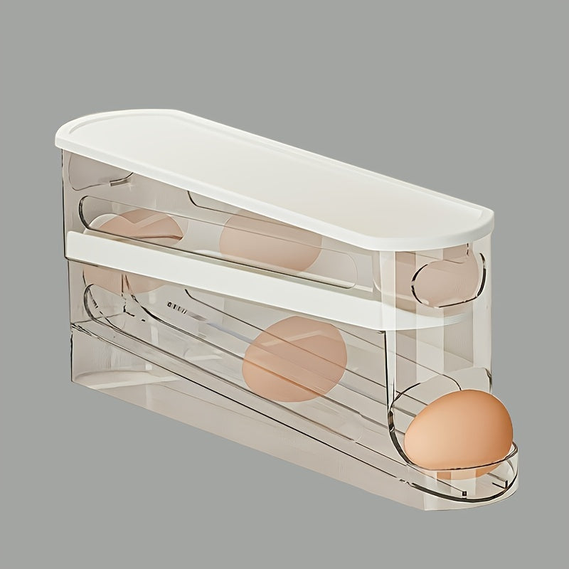 Rolling Clear Plastic Egg Organizer Household Egg Storage Box
