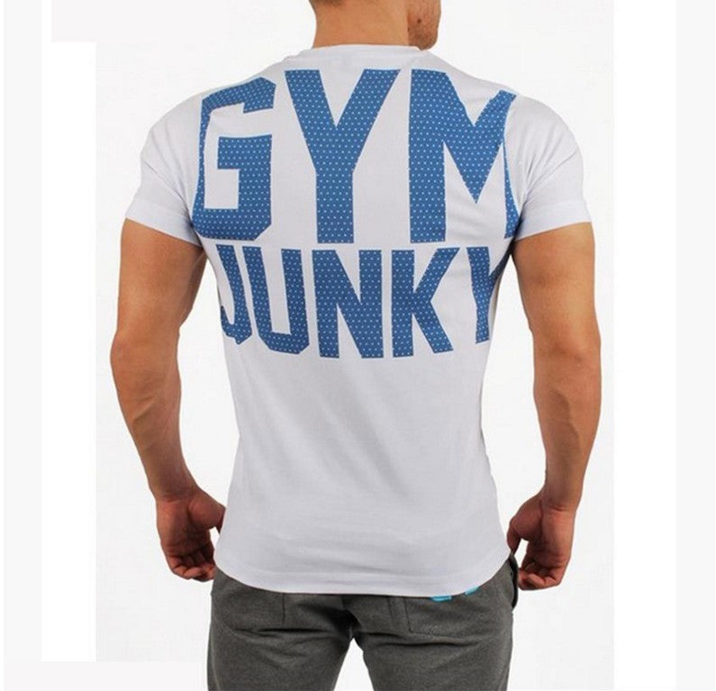 Wheat XLR muscle fitness brothers sports leisure men's T-shirt printed cotton short sleeved slim quick dry shirt