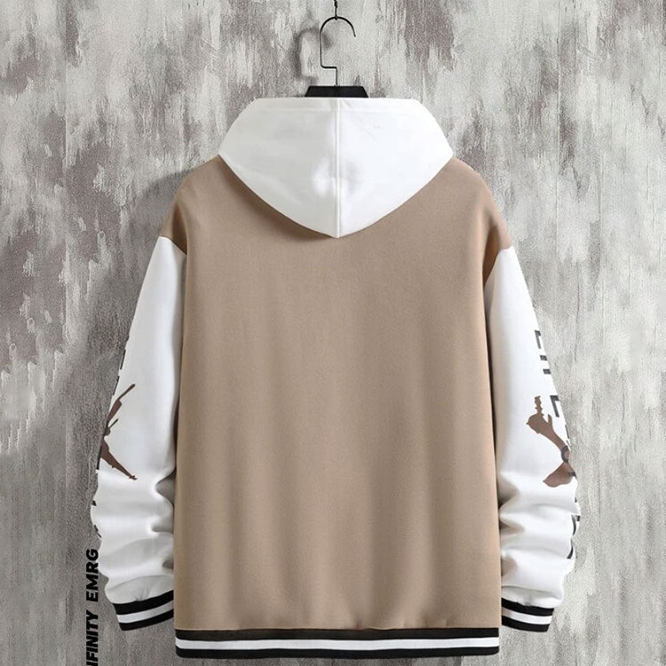 Men's Cartoon Varsity Jacket Baseball hoodie Coat American High Street Pu Baggy Jacket