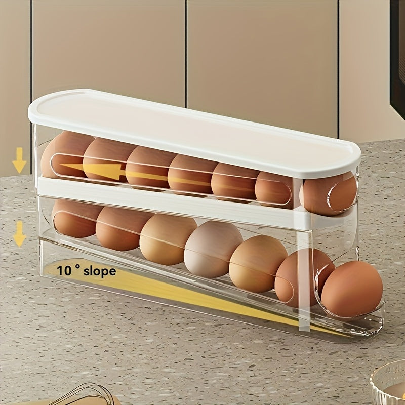 Rolling Clear Plastic Egg Organizer Household Egg Storage Box