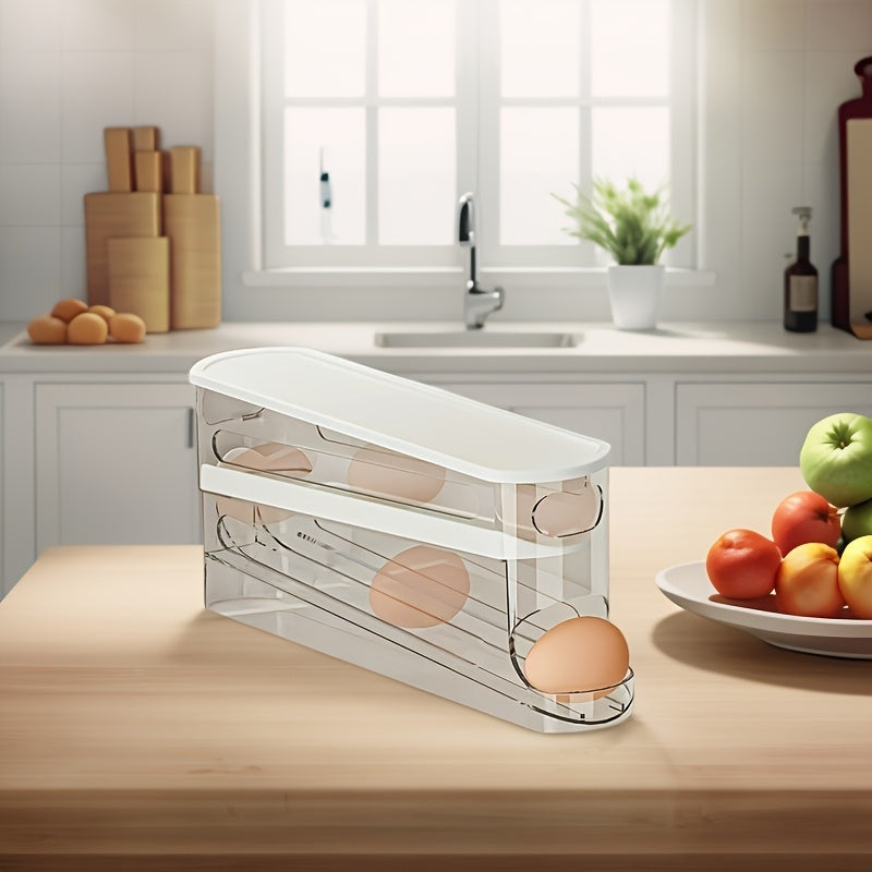 Rolling Clear Plastic Egg Organizer Household Egg Storage Box