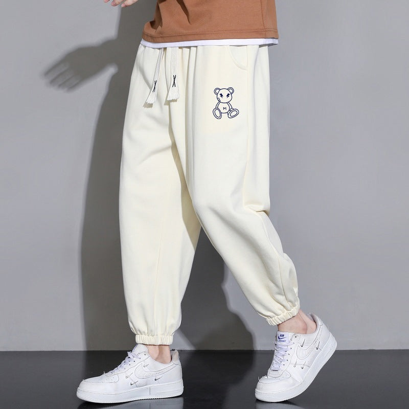 Cropped Casual Loose Men's Long Pants blue notes clothing