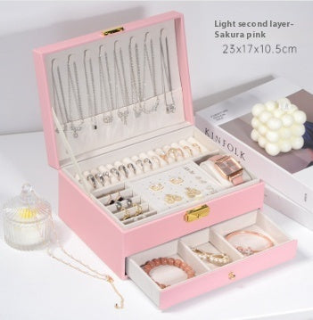 Multi-Layer Lockable Jewelry Organizer High-grade Exquisite Necklace Earrings Gold Jewelry Box