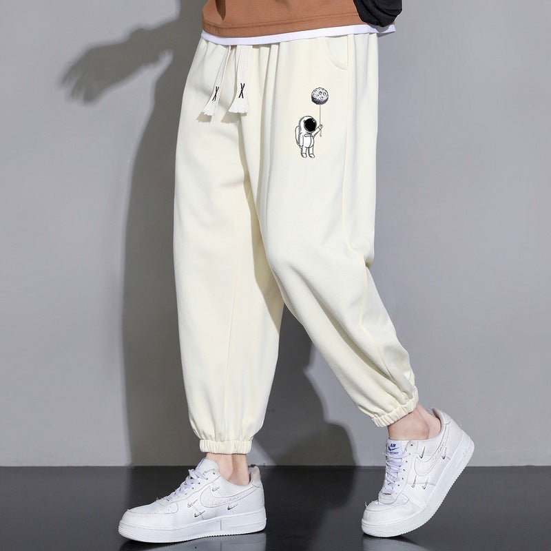 Cropped Casual Loose Men's Long Pants blue notes clothing