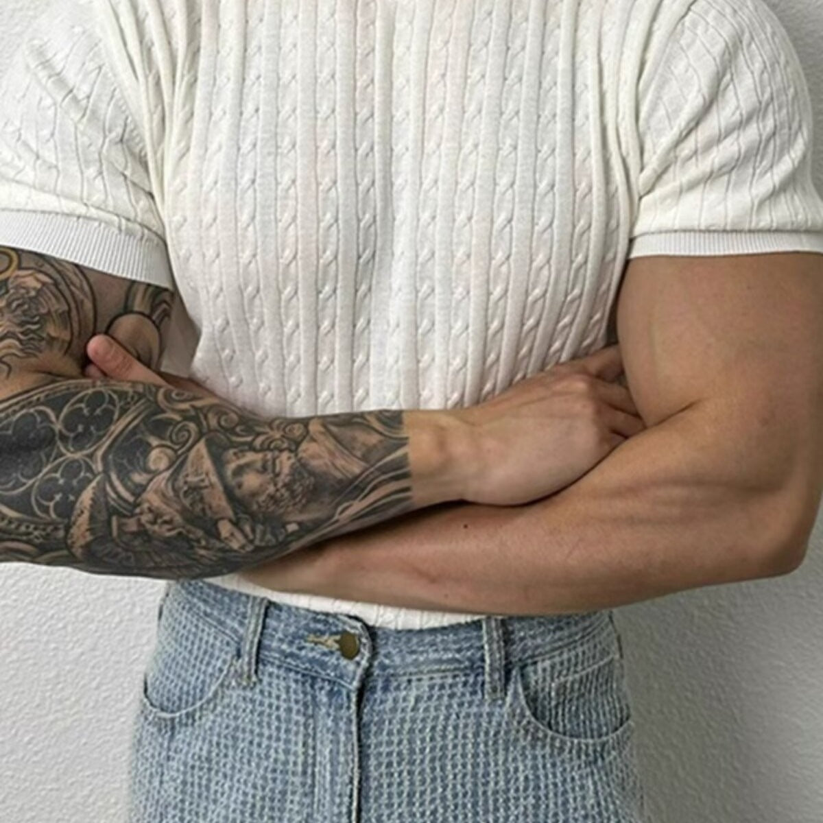 Japanese Style Solid Color Twist Short Sleeve T-shirt For Men