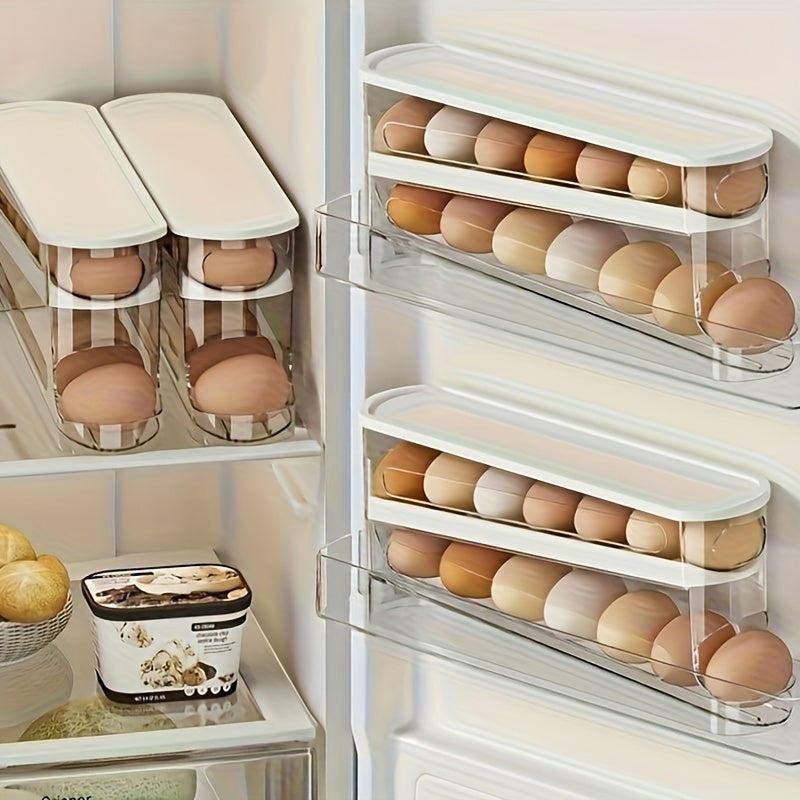 Rolling Clear Plastic Egg Organizer Household Egg Storage Box