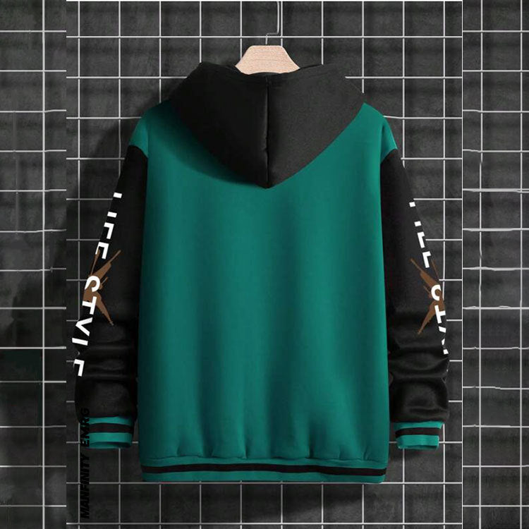 Men's Cartoon Varsity Jacket Baseball hoodie Coat American High Street Pu Baggy Jacket