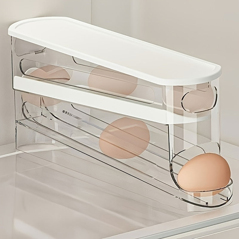 Rolling Clear Plastic Egg Organizer Household Egg Storage Box