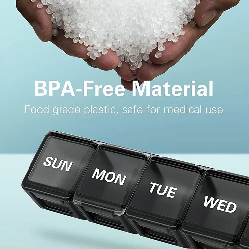 Pill Organizer Weekly Pill Box Daily Medicine Organizer, Travel Pill Container, Pill Holders