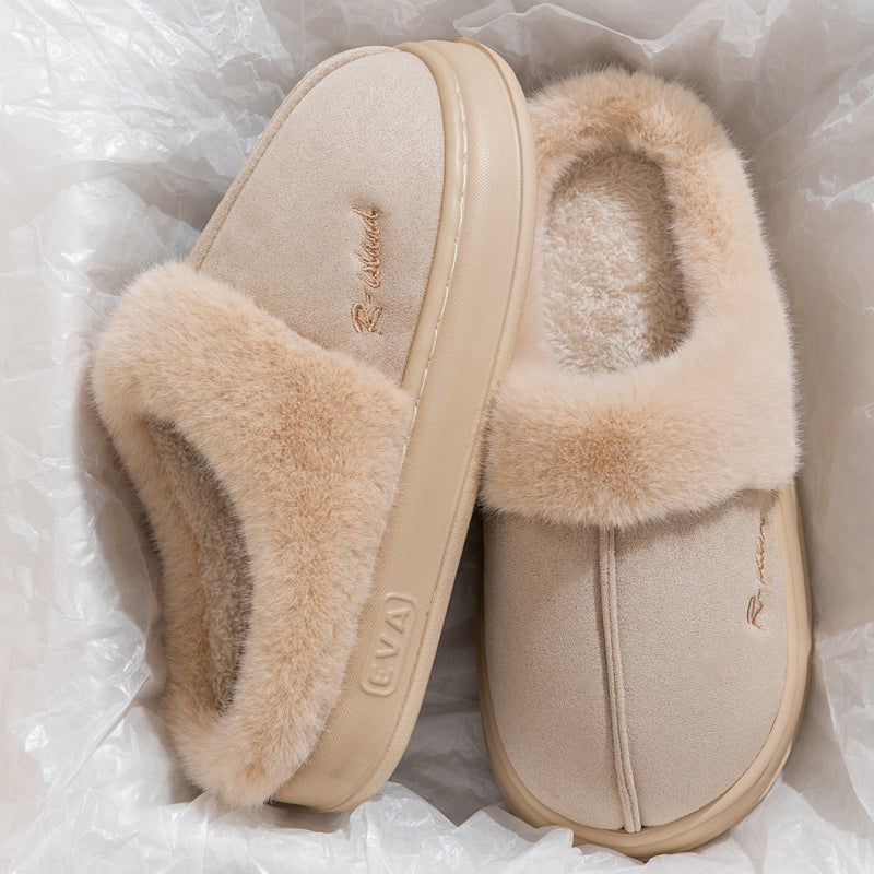 New Winter Cozy Warm Couple Style Concise Fluffy Slippers