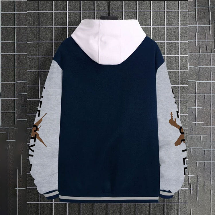 Men's Cartoon Varsity Jacket Baseball hoodie Coat American High Street Pu Baggy Jacket