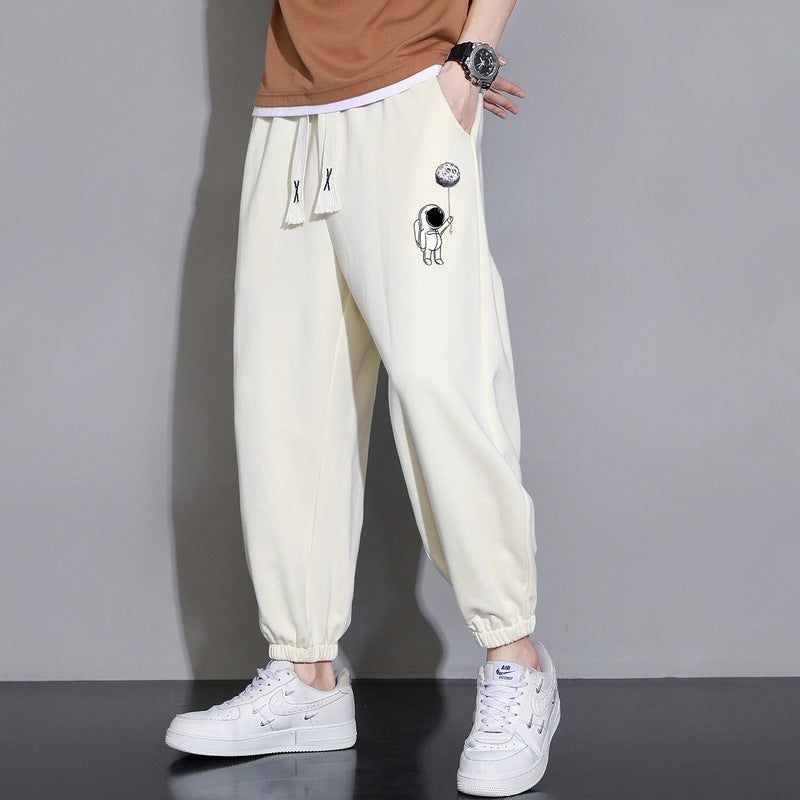 Cropped Casual Loose Men's Long Pants blue notes clothing