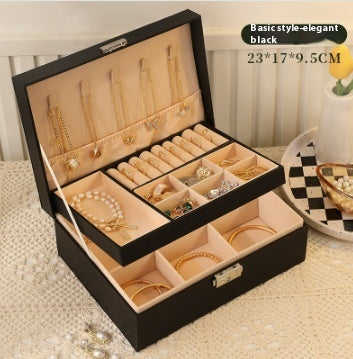Multi-Layer Lockable Jewelry Organizer High-grade Exquisite Necklace Earrings Gold Jewelry Box