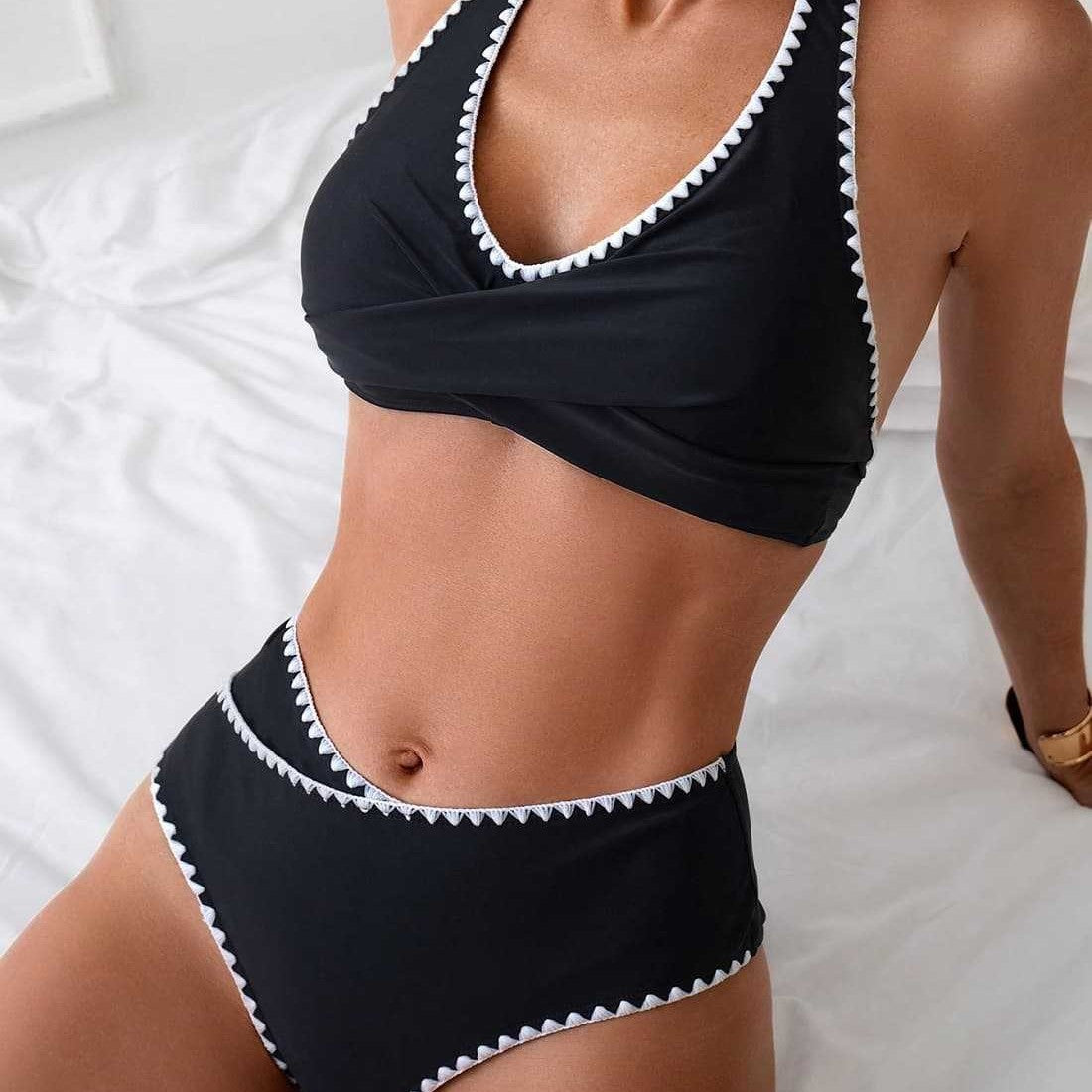 Fashion Solid Color Split Women's Swimsuit Suit