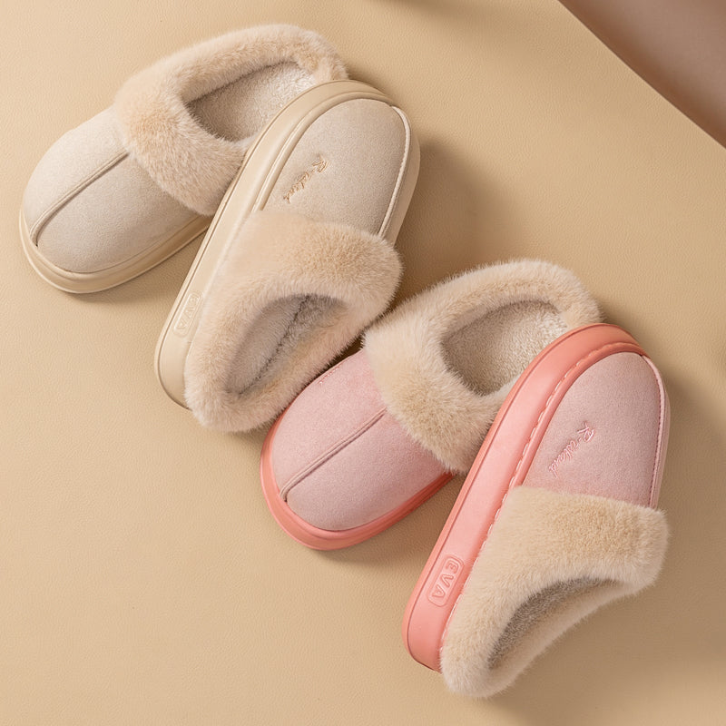 New Winter Cozy Warm Couple Style Concise Fluffy Slippers