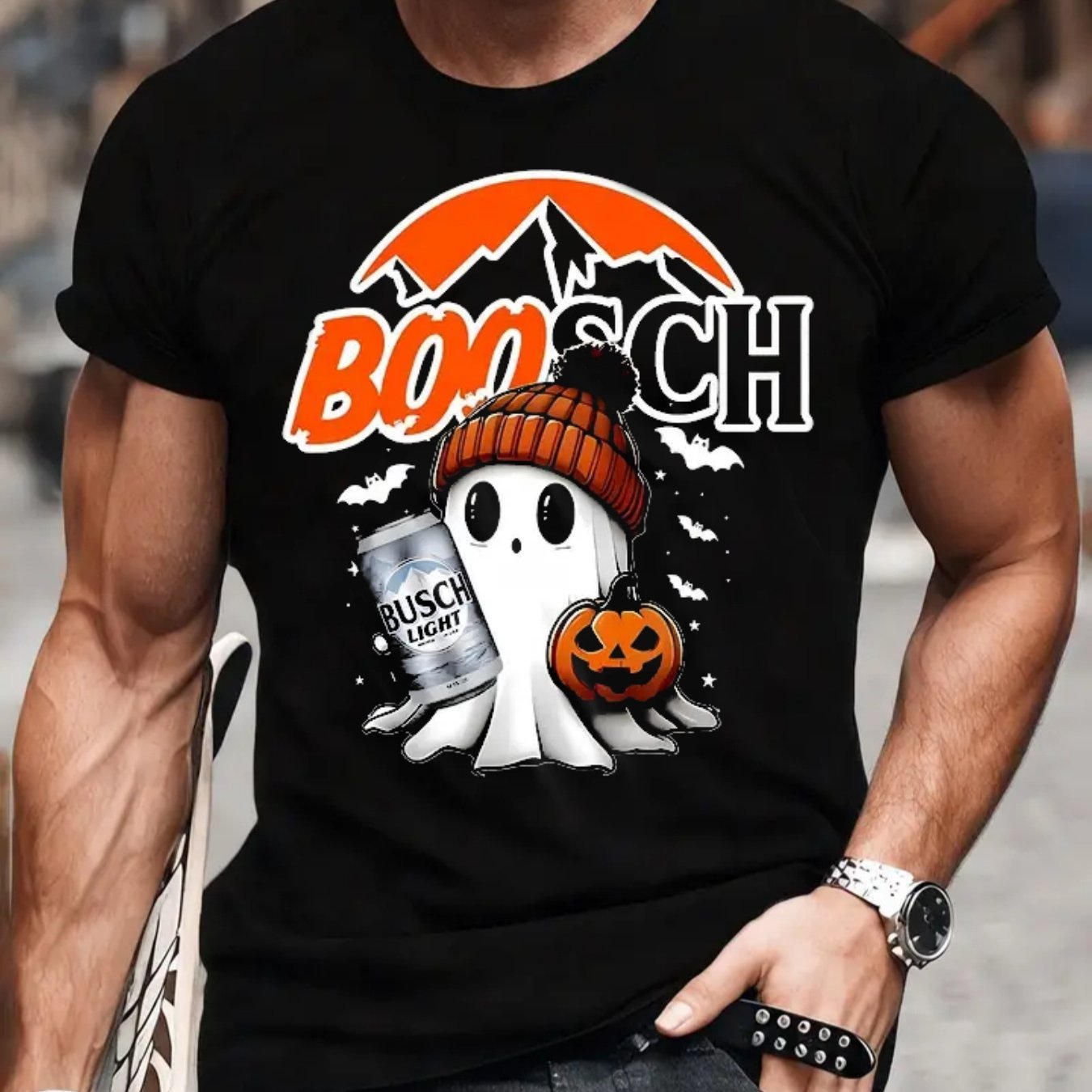 Boosch Light Halloween Cute Boo Boo Ghost Pumpkin T-Shirt, Trendy Halloween Spooky Season Unisex Cotton T-shirt for Men for Women Menswear Womenswear Top