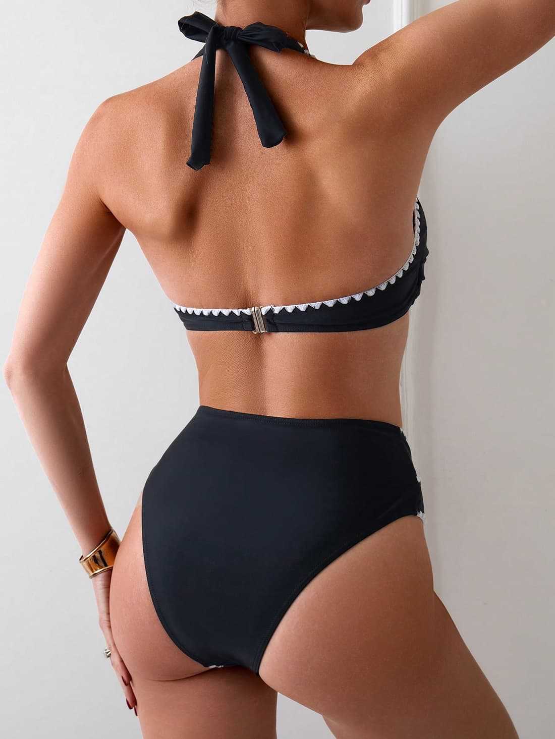 Fashion Solid Color Split Women's Swimsuit Suit