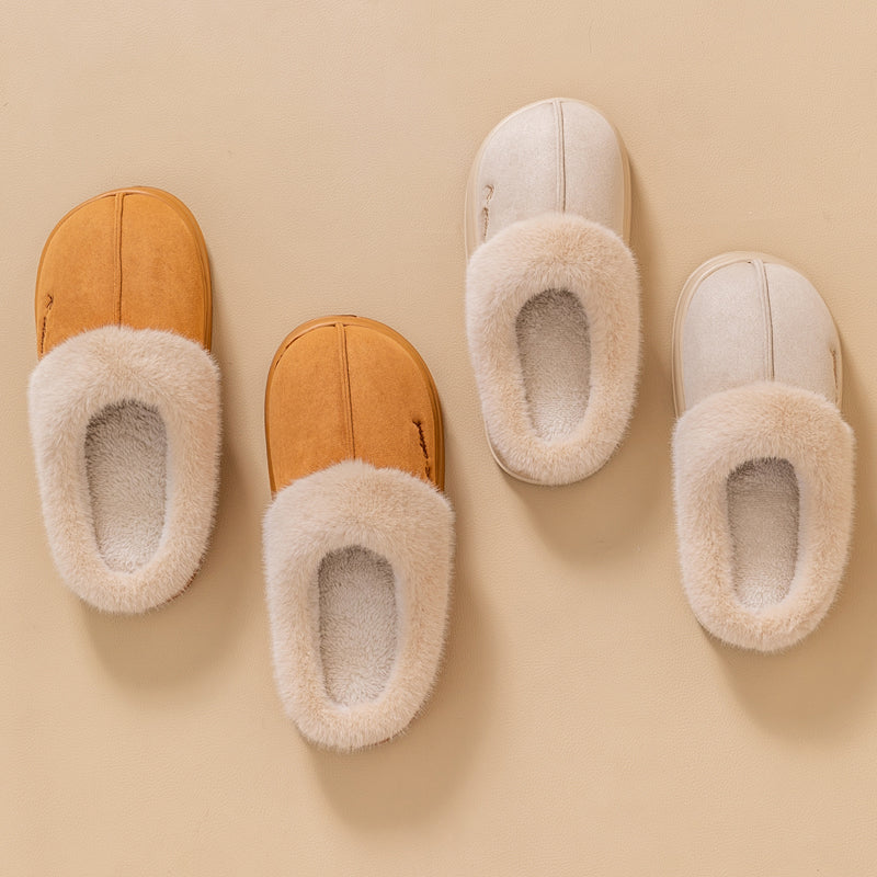New Winter Cozy Warm Couple Style Concise Fluffy Slippers